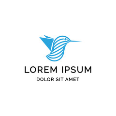 bird with line shaped logo design template