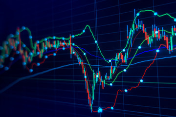 Stock market trading graph and candlestick chart for financial investment concept. Abstract finance background.