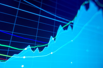 Stock market trading graph and candlestick chart for financial investment concept. Abstract finance background.