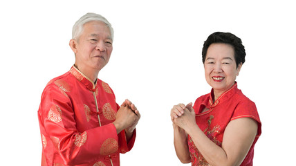 Asian senior Chinese new year gesture celebration happy