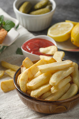 Homemade german schnitzel with pickles