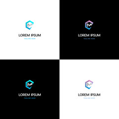 Letter CM Hexagon Set Colorful Creative Abstract Business Logo