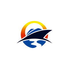 Cruise ship logo template