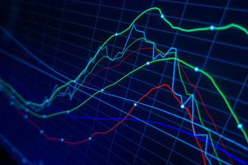 Stock market trading graph and candlestick chart for financial investment concept. Abstract finance background.