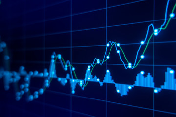 Stock market trading graph and candlestick chart for financial investment concept. Abstract finance background.