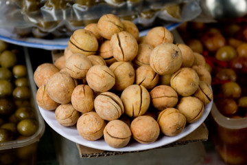 Dracontomelon exotic Vietnamese fruit - Quả sấu, Ha Noi, Vietnam.