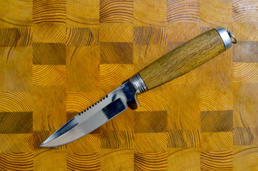 hunting knife with wooden handle