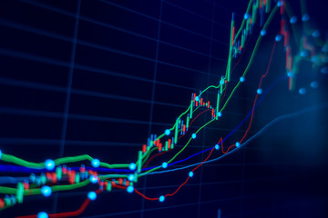 Stock market trading graph and candlestick chart for financial investment concept. Abstract finance background.