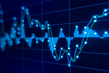 Stock market trading graph and candlestick chart for financial investment concept. Abstract finance background.