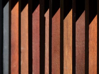 Wooden bridge railing closeup