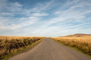 Empty mountain road in Wales, UK
