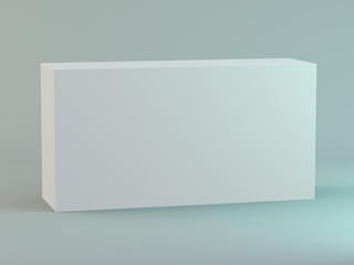 Blank horizontal box on white background with reflection. 3D