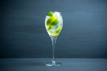 Royal mojito cocktail lime and mint. Selective focus. Shallow depth of field.