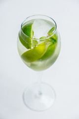 Royal mojito cocktail lime and mint. Selective focus. Shallow depth of field.