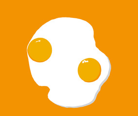 Fried eggs icon on orange background, vector eps 10