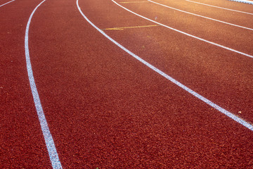 Fototapeta premium Red running track in stadium