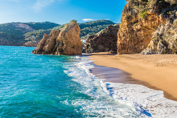 Picturesque nudist beach of Illa Roja (Catalonia, Begur, Spain) - obrazy, fototapety, plakaty