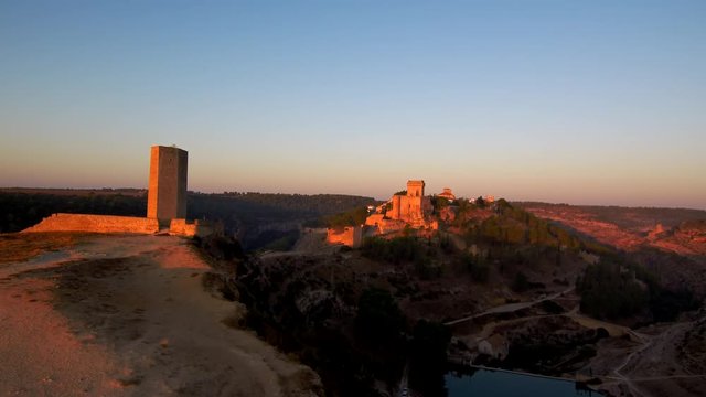 Aerial view of Alarcon. Beautiful village of Cuenca. Spain. 4k Drone Video