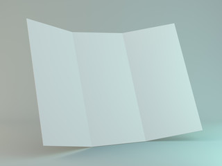 White template leaflet on gray background. Mockup. 3D