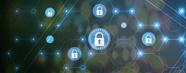 Cybersecurity and information or network protection. Future technology web services for business and internet project