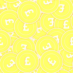 British pound gold coins seamless pattern. Attract