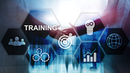 Business training concept. Training Webinar E-learning. Financial technology and communication concept.