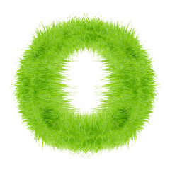 Grass letter on white background