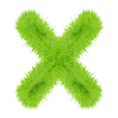 Grass letter on white background