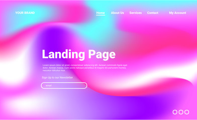 Website design template Page Holographic Vector Background. Iridescent Foil. Glitch Hologram. Pastel neon colors. Ultraviolet metallic paper. Template for presentation. Abstract colorful gradient.