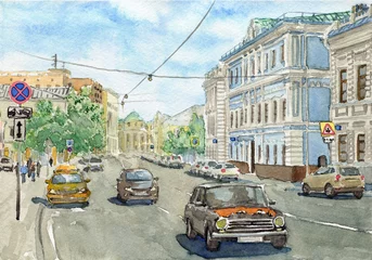  Watercolor city street scene © sar14ev