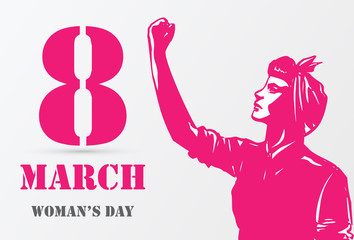 Woman’s day, Illustration of a woman raising fist, Vector