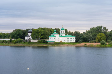 Fototapeta na wymiar Picturesque view of Mirozhky Monastery in Pskov, Russia.