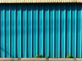 Blue color corrugated metal sheet street wall