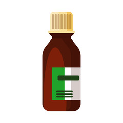 Medical flask. Glass bottle, drop, solution. Health care concept. Vector illustration can be used for topics like pharmaceutical product, treatment, remedy, medication