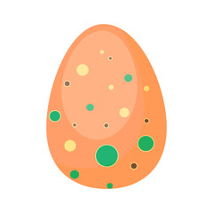 Orange Easter egg. Dot, paint, ornament, pattern. Spring holidays concept. Vector illustration can be used for topics like celebration, festive food, vacation