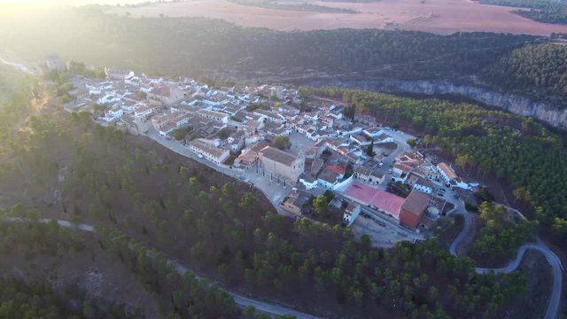 Aerial view of Alarcon. Beautiful village of Cuenca. Spain. 4k Drone Video