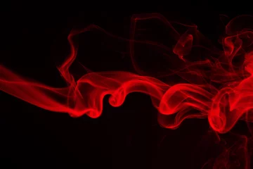 Zelfklevend Fotobehang Red smoke abstract on black background. fire design © apimook