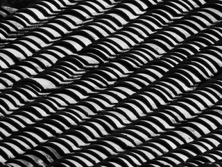 black and white tile roof pattern