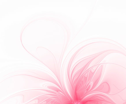 Abstract white background with pink floral pattern