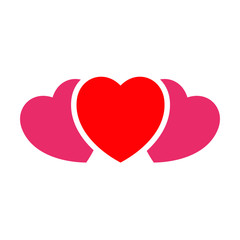 3 red hearts icon vector illustration
