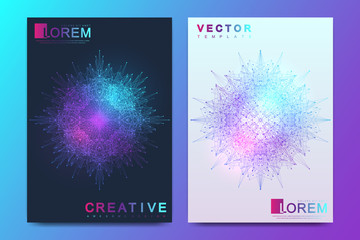 Modern vector template for brochure, leaflet, flyer, cover, banner, catalog, magazine or annual report. Business, science and technology design book layout. Presentation with mandala. Card surface.
