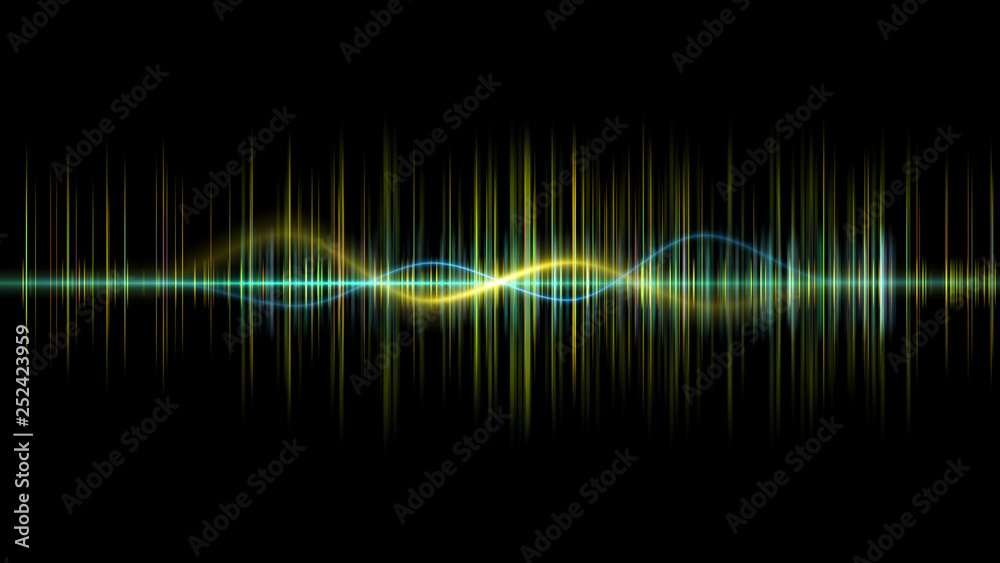 Fototapete audio digital equalizer technology, pulse musical.abstract of sound wave , light frequencies or brig