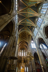 VIENNA, AUSTRIA - AUGUST 11, 2017: Interior of the Votive Church in Vienna. The church was consecrated in 1879 and is in Gothic revival style