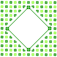 Fototapeta na wymiar Green seamless pattern with clovers, shamrock leaves for St. Patrick's Day. Holiday symbol with frame, border for text, for greeting cards, banner or invitation