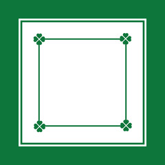 Banner for St. Patrick's day, green clovers, shamrock leaves for St. Patrick. Holiday symbol with frame, border for text on white background, for greeting cards, banner or invitation
