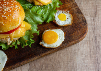 fried eggs on a dark background