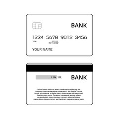 Credit cards. Front and back. Black and white