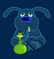 Hare character with a hookah