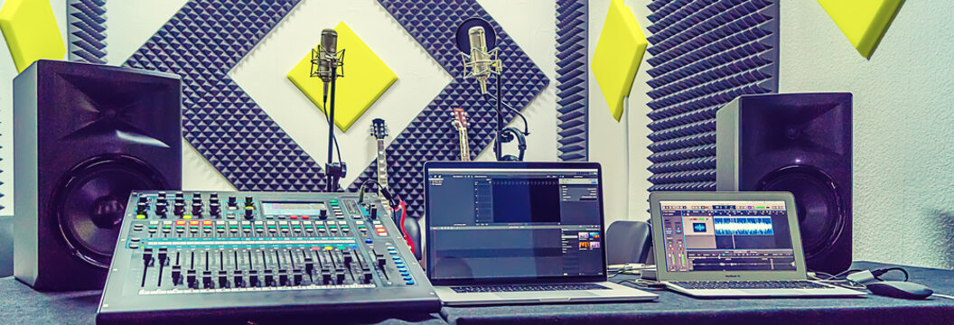 mixer at recording studio