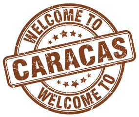 welcome to Caracas brown round vintage stamp